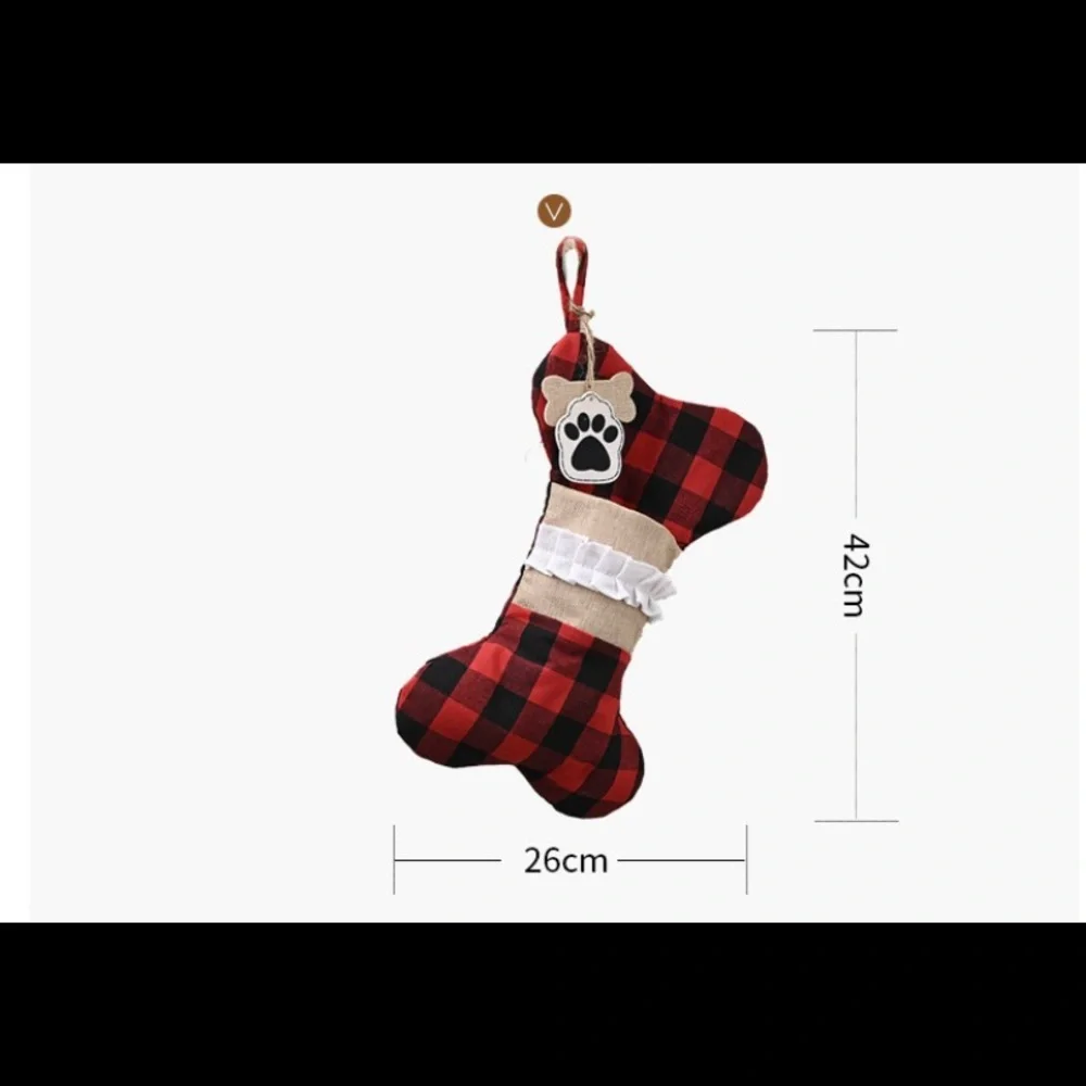 Christmas Decorations Linen Lattice Bone Socks Pendant Candy Bag - Picture 5 of 7